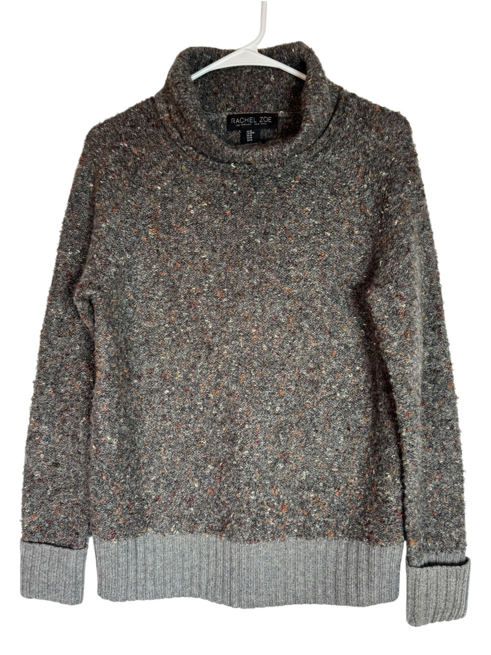 Rachel Zoe Women's Gray Boucle Turtleneck Medium Sweater